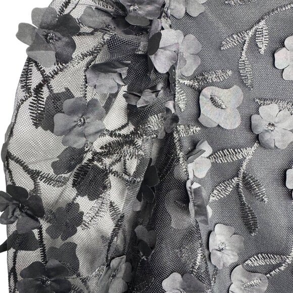NWT‎ Anne Klein Black 3D Floral Sheer Blouse Size Medium Whimsigoth Maximalist - Picture 5 of 8